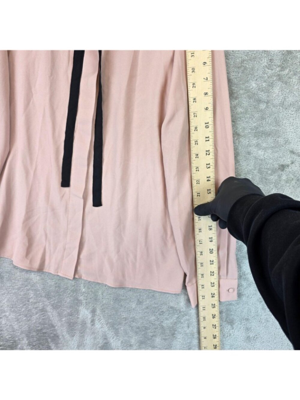 Jeong Gam Studios Blouse Womens M Pink Collared Long Sleeve Bow Ruffle Top - Picture 7 of 10